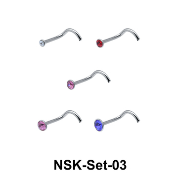 5 Silver Nose Stud Sets NSK-SET-03